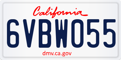 CA license plate 6VBW055