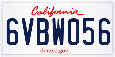 CA license plate 6VBW056