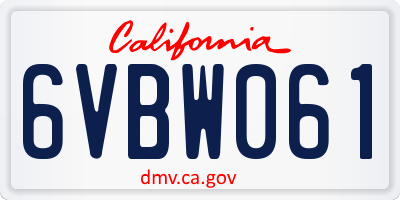 CA license plate 6VBW061