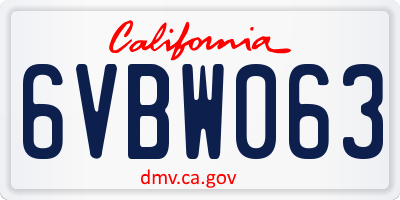 CA license plate 6VBW063