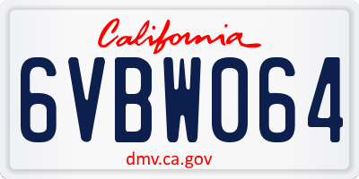 CA license plate 6VBW064