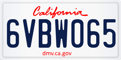 CA license plate 6VBW065