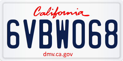 CA license plate 6VBW068