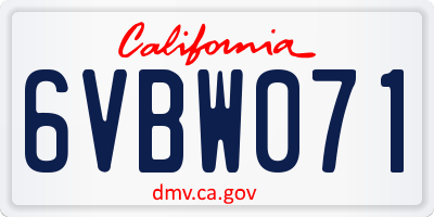 CA license plate 6VBW071