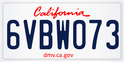 CA license plate 6VBW073