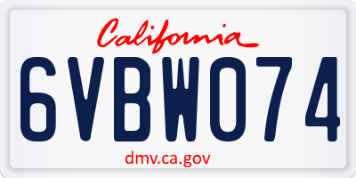 CA license plate 6VBW074