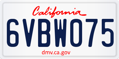 CA license plate 6VBW075