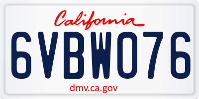 CA license plate 6VBW076