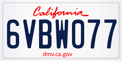CA license plate 6VBW077