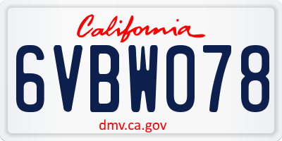 CA license plate 6VBW078