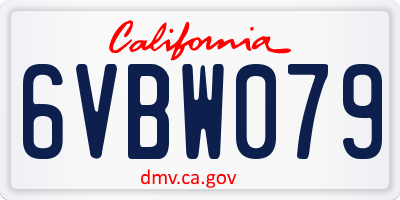 CA license plate 6VBW079