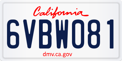 CA license plate 6VBW081