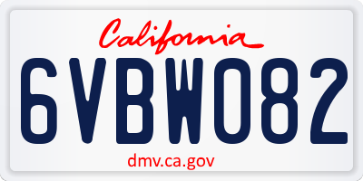 CA license plate 6VBW082