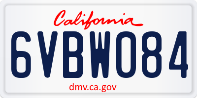 CA license plate 6VBW084