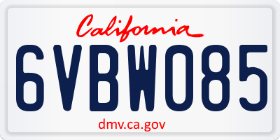CA license plate 6VBW085