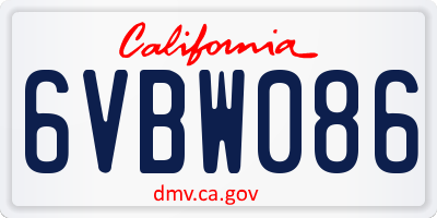 CA license plate 6VBW086