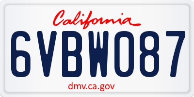 CA license plate 6VBW087