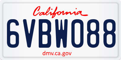 CA license plate 6VBW088