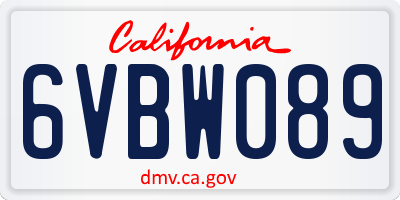 CA license plate 6VBW089