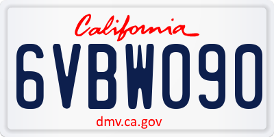 CA license plate 6VBW090