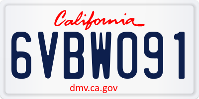 CA license plate 6VBW091