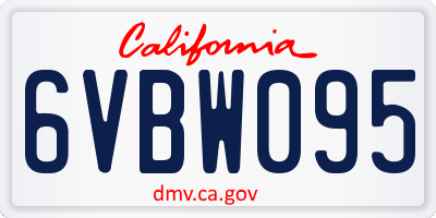 CA license plate 6VBW095