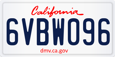 CA license plate 6VBW096