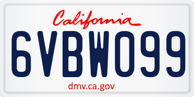 CA license plate 6VBW099