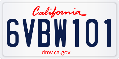 CA license plate 6VBW101