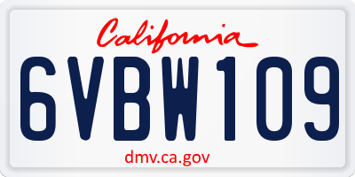 CA license plate 6VBW109
