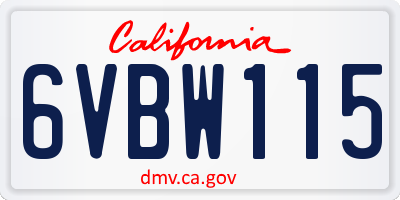 CA license plate 6VBW115