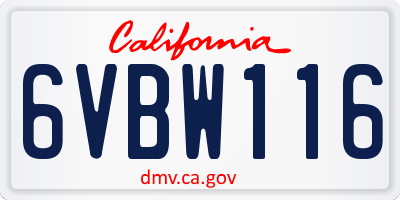 CA license plate 6VBW116