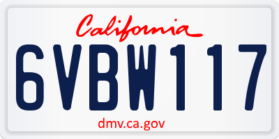 CA license plate 6VBW117