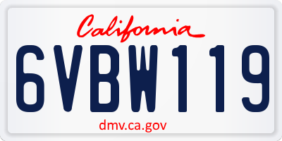 CA license plate 6VBW119