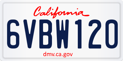 CA license plate 6VBW120