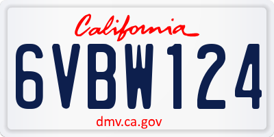 CA license plate 6VBW124