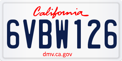 CA license plate 6VBW126