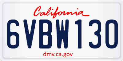 CA license plate 6VBW130