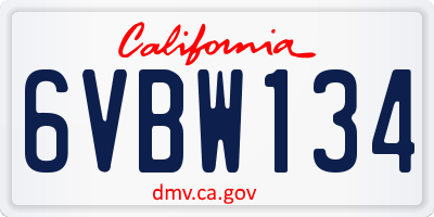 CA license plate 6VBW134