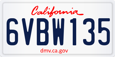 CA license plate 6VBW135