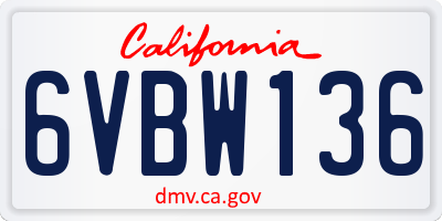 CA license plate 6VBW136