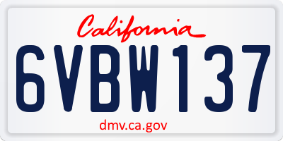 CA license plate 6VBW137