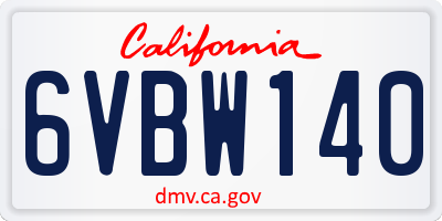 CA license plate 6VBW140