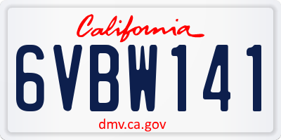 CA license plate 6VBW141