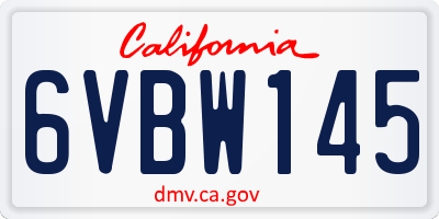 CA license plate 6VBW145