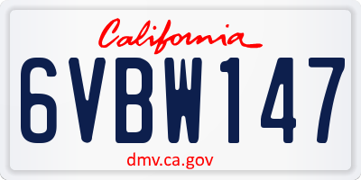 CA license plate 6VBW147