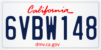 CA license plate 6VBW148