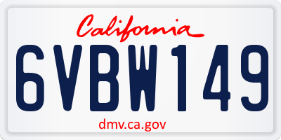 CA license plate 6VBW149