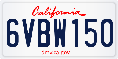 CA license plate 6VBW150
