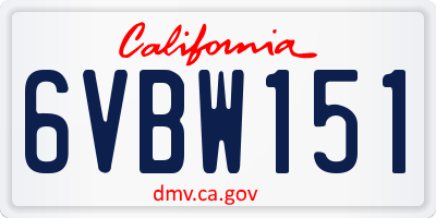 CA license plate 6VBW151